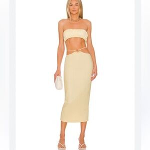 Revolve Camila Coelho Katja Linen Skirt in Buttercream Yellow